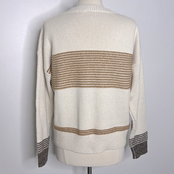 ee:some women’s Favorite Record Mustard Striped knit Sweater, size medium - Picture 8 of 11